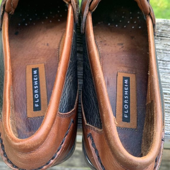 Black and Brown Paneled Florsheim Leather Tasseled Loafers supple 10.5 D main image 5